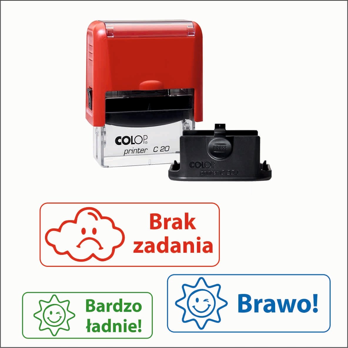 Pieczątka motywująca dla nauczycieli, dzieci, oceny, wzory - ZESTAW 4 szt!