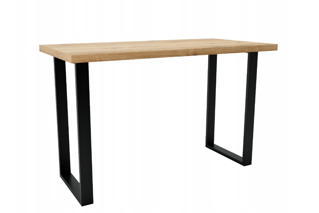 Biurko Dąb Evoke Proste Czarne Nogi w Kształcie U 100x75 cm Stół Klasyczny