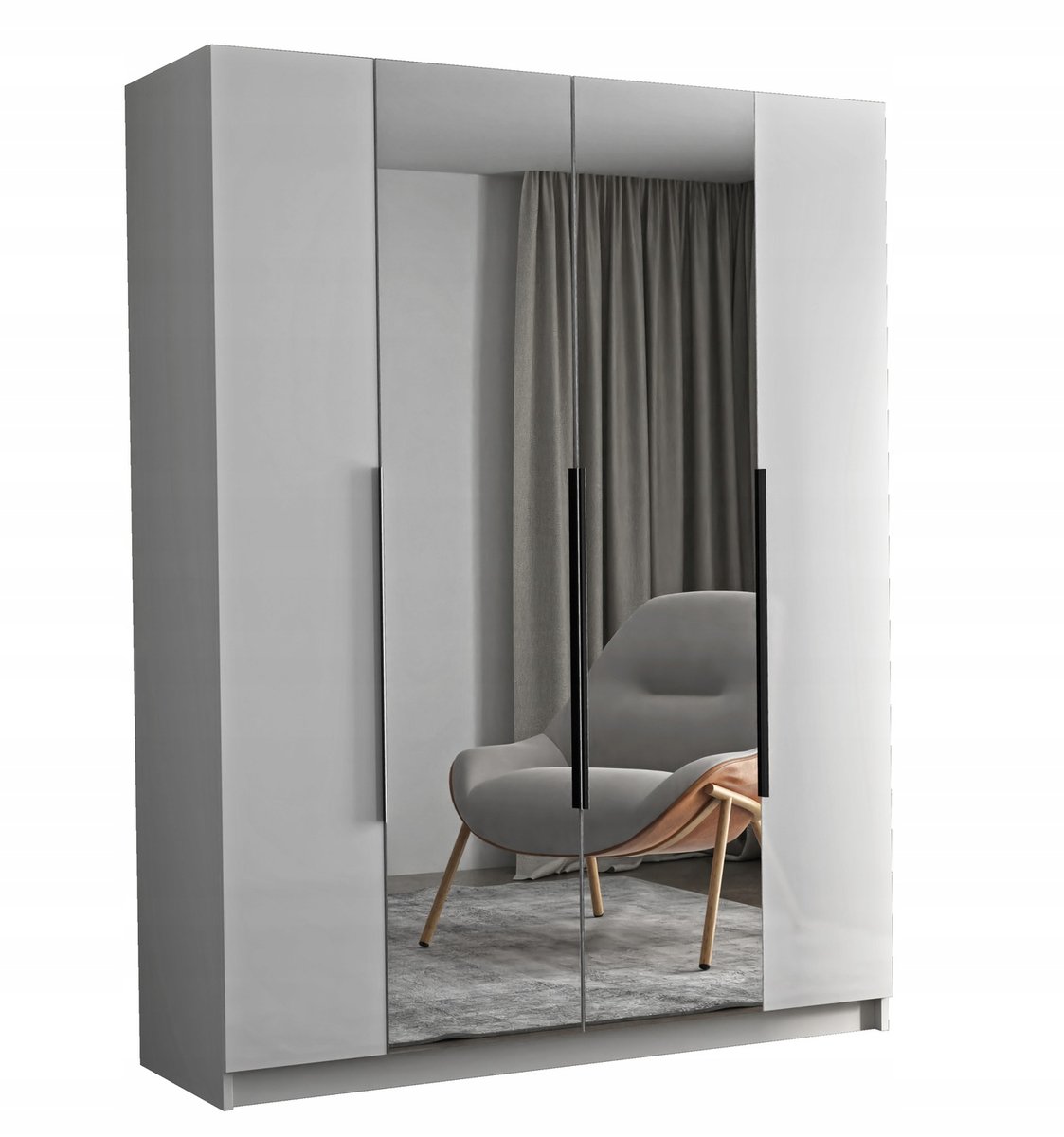 Szafa PARIS drzwi uchylne 160 lustro biała