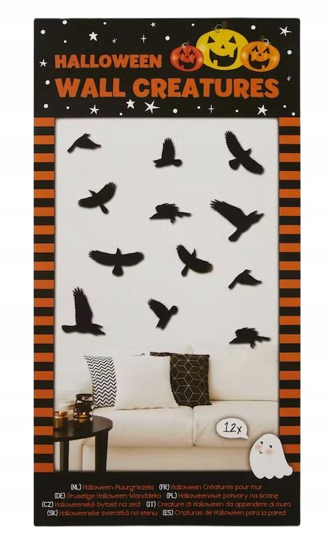 Naklejki na ścianę Halloween Ptaki 12 sztuk