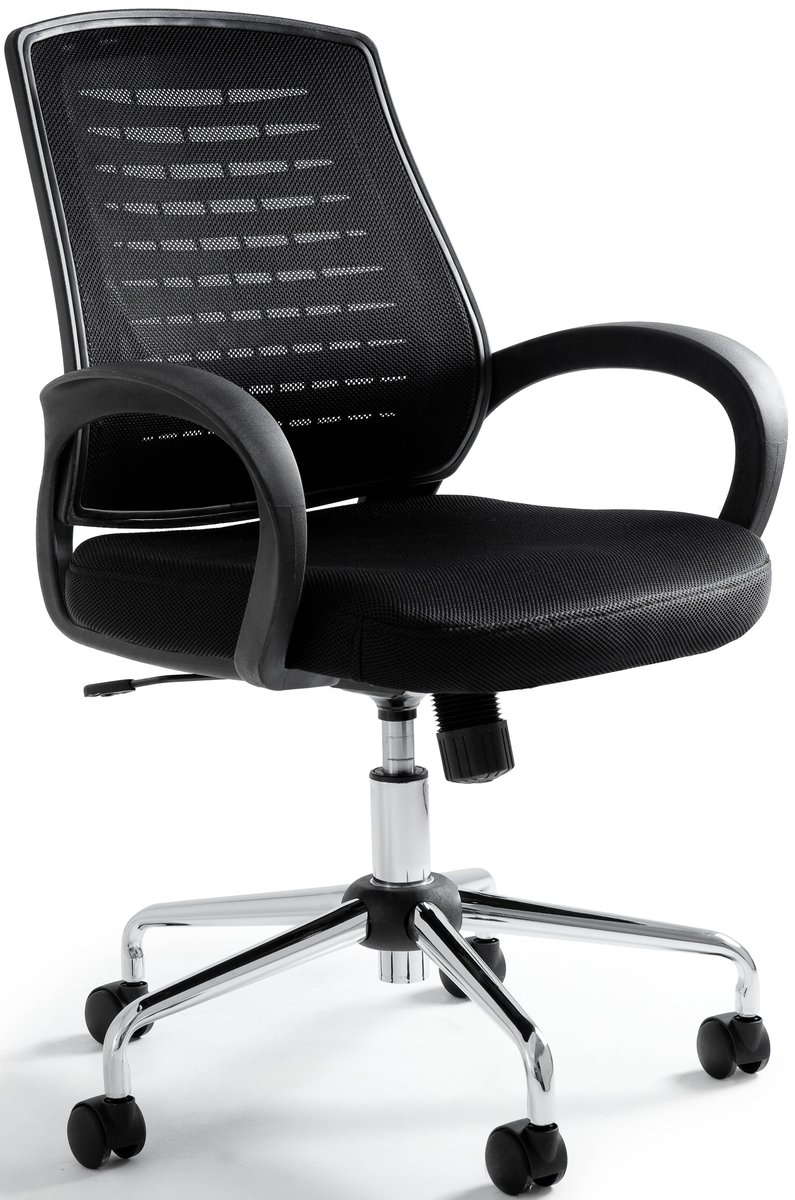 Fotel Biurowy AWARD Obrotowy Czarny Siatka Tkanina