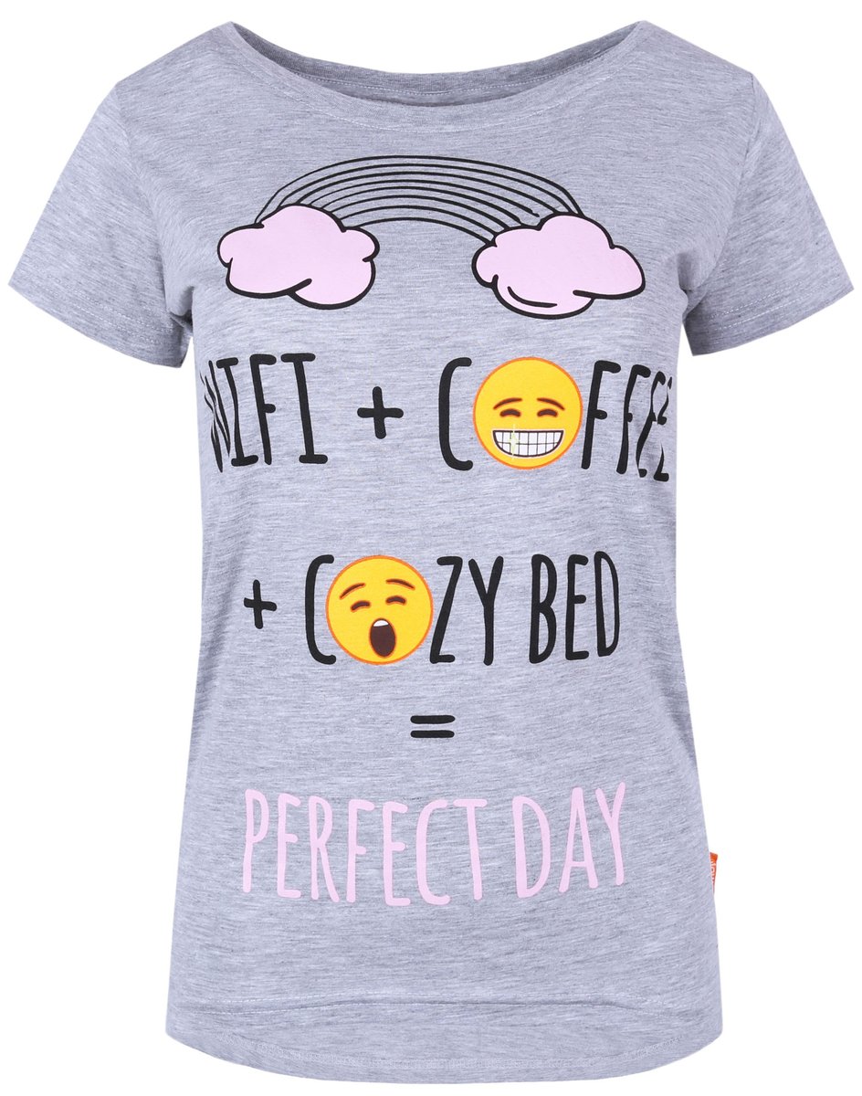 Szara koszulka nocna damska z emotikonami EMOJI M