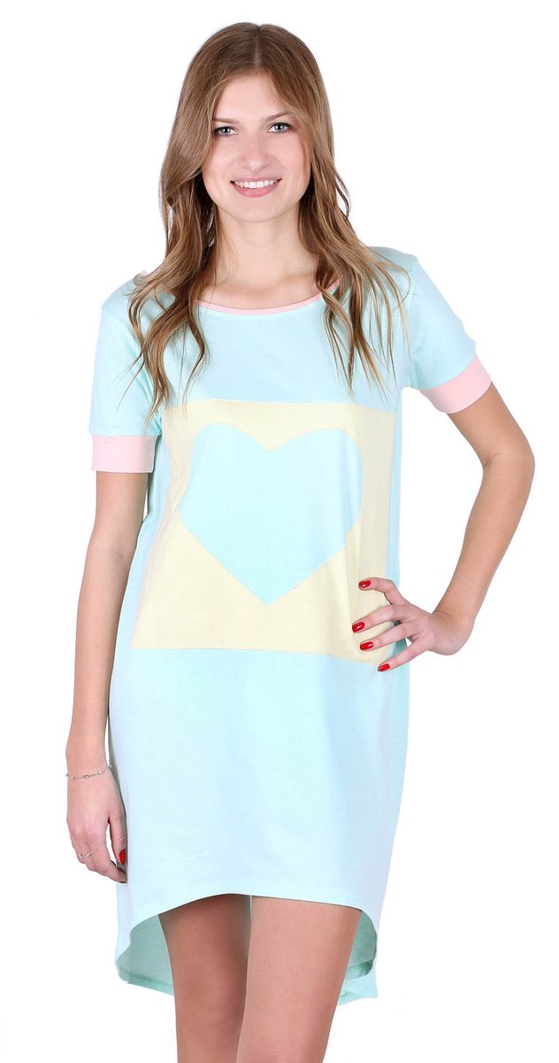 Miętowo-żółta koszulka nocna Pigeon S