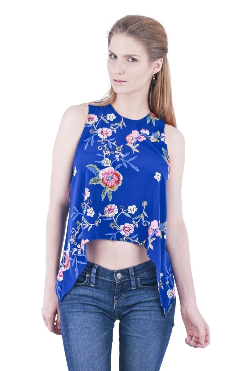 John Zack niebieski top w kwiaty L