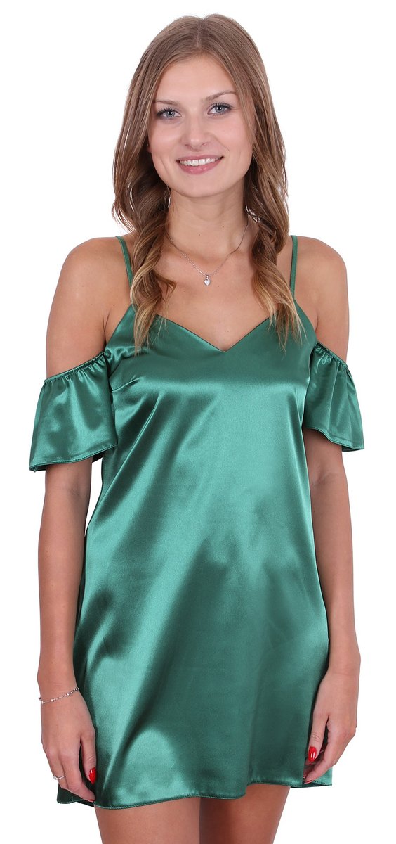 John Zack Zielona, satynowa koszulka nocna M-L