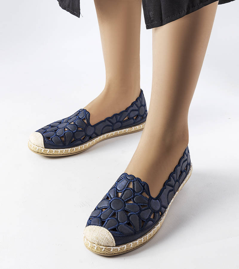 Granatowe ażurowe espadryle Lamarre-37
