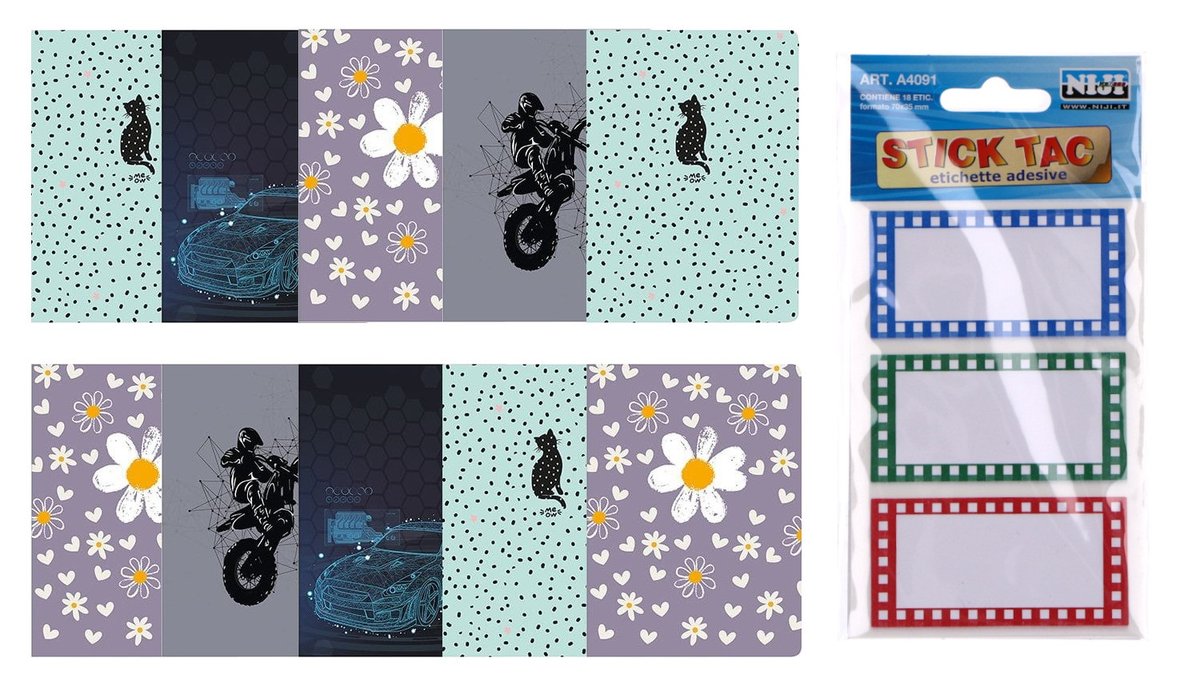 Zestaw 10 SZTUK ZESZYT 32 kartki w kratkę NAKLEJKI na zeszyty 18 sztuk