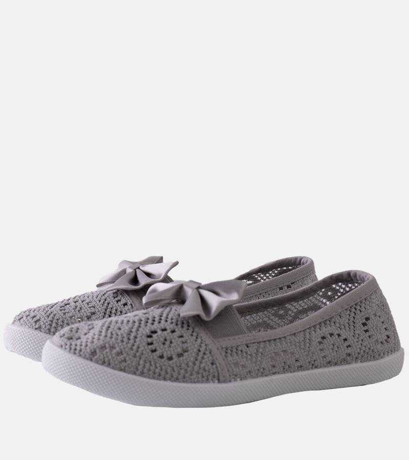 Szare ażurowe balerinki dziecięce Bubby -29