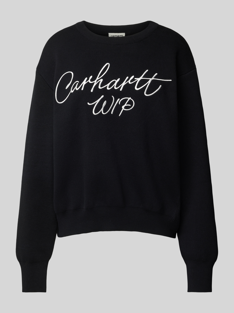 Sweter z dzianiny z wyhaftowanym logo