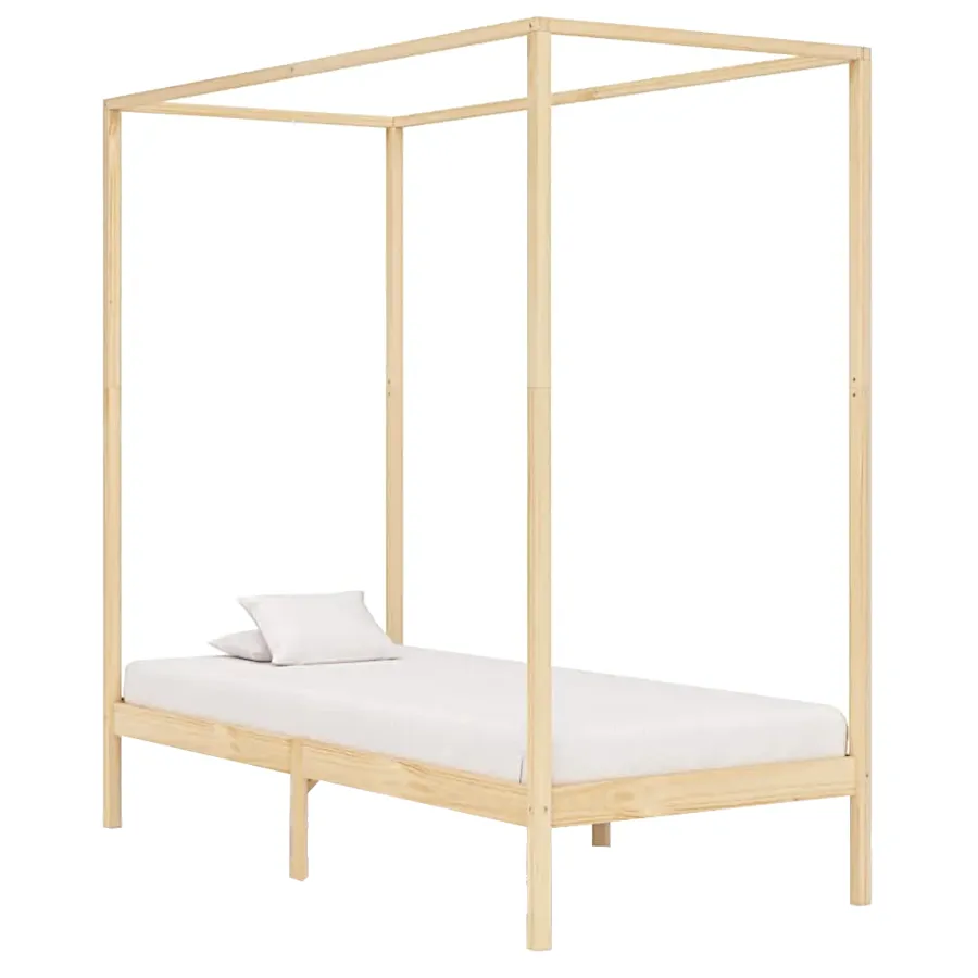 Łóżko z baldachimem w kolorze naturalnego drewna sosnowego 100x200cm Z3-W28