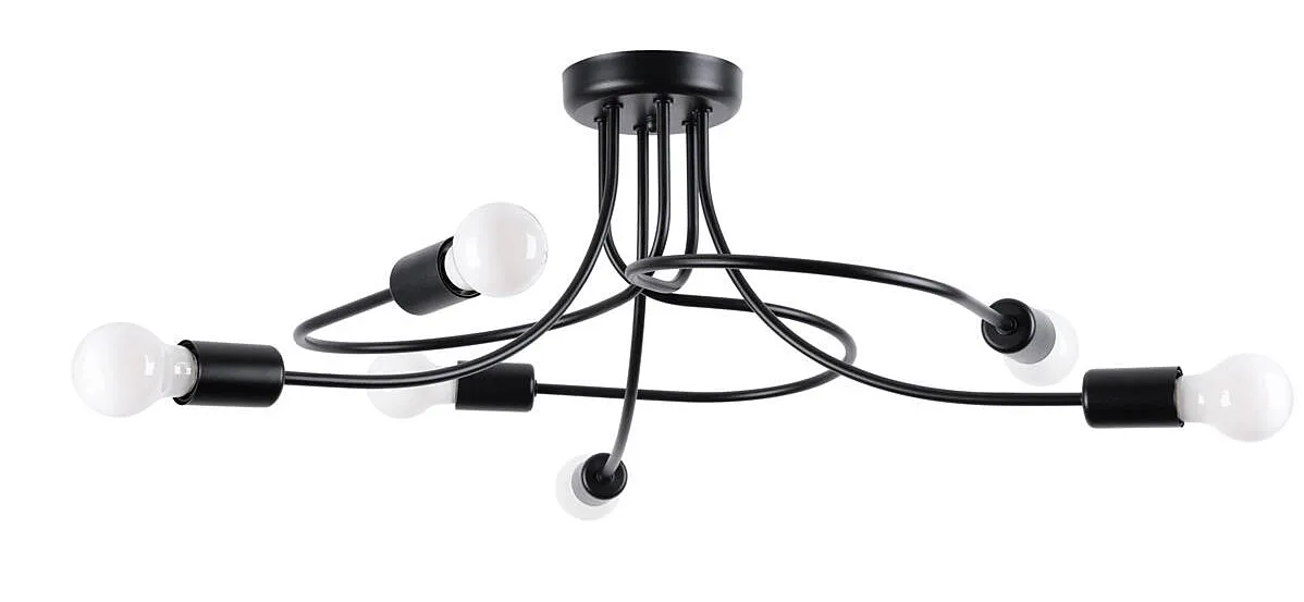 Czarna lampa sufitowa z wygiętymi ramionami loft - 4X A636 E1-R45