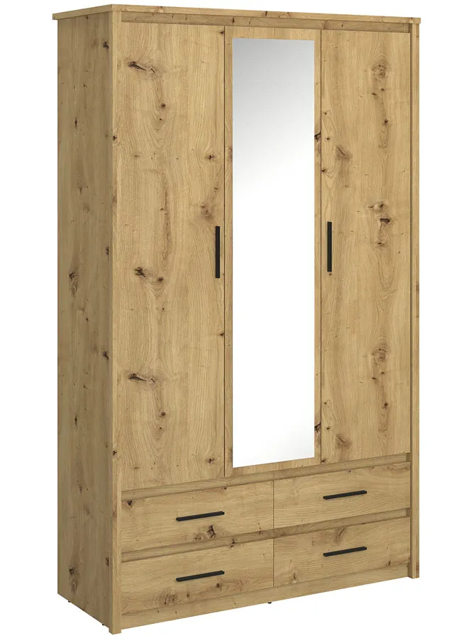 Trzydrzwiowa szafa z lustrem do sypialni dąb artisan S1-E86
