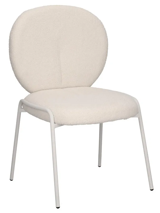 Białe tapicerowane krzesło w stylu boho P1-G95