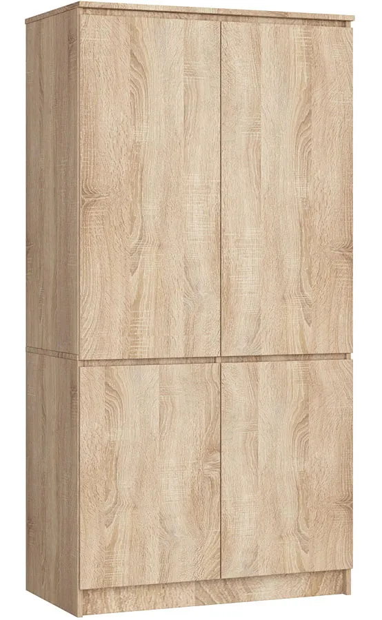4 Drzwiowa Szafa Z Drążkiem I Półkami Dąb Sonoma S3-W53