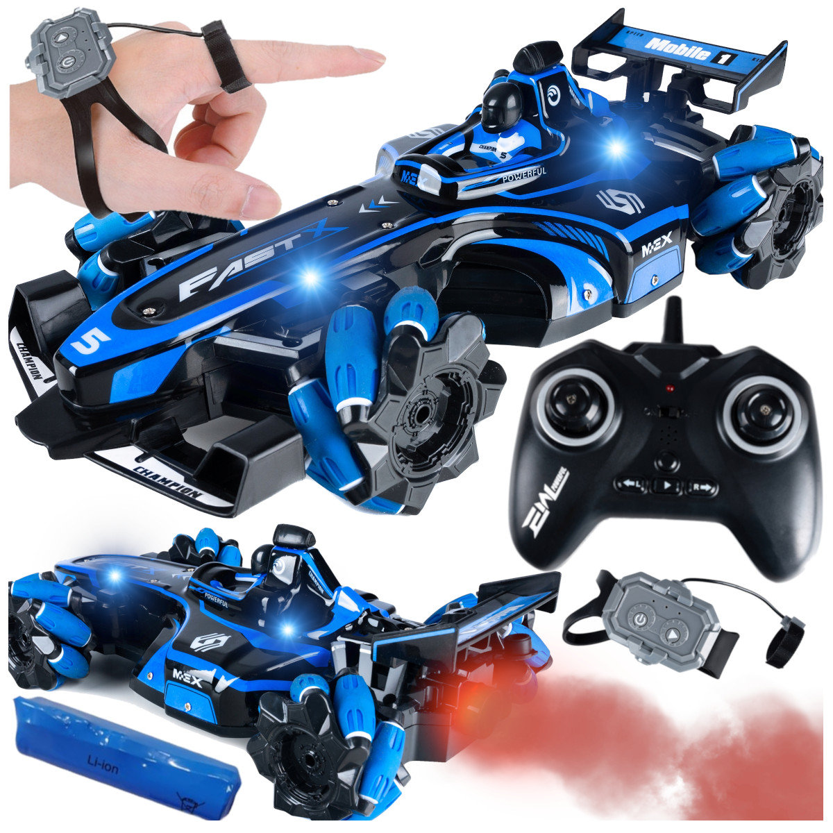 Zdalnie Sterowany Samochód RC 4x4 z Dymem 2 piloty, Gestem Ręki Y374