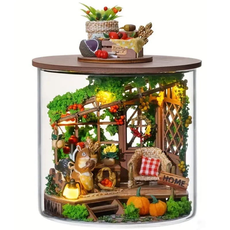 Owocowy sad Miniaturowy domek DIY Warzywa Owoce Kwiaty Króliczek Dynia Zajączek