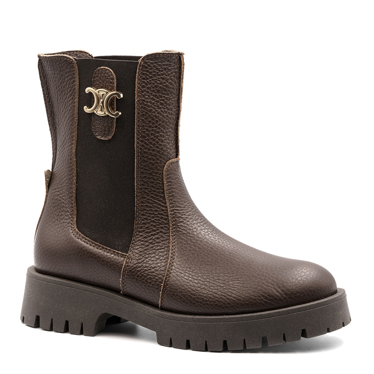 Brązowe skórzane botki workery 241W - Neścior