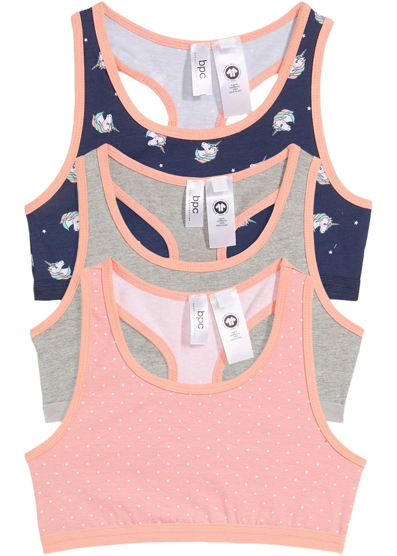 Biustonosz dziewczęcy bustier z bawełny organicznej (3 szt.) - bonprix