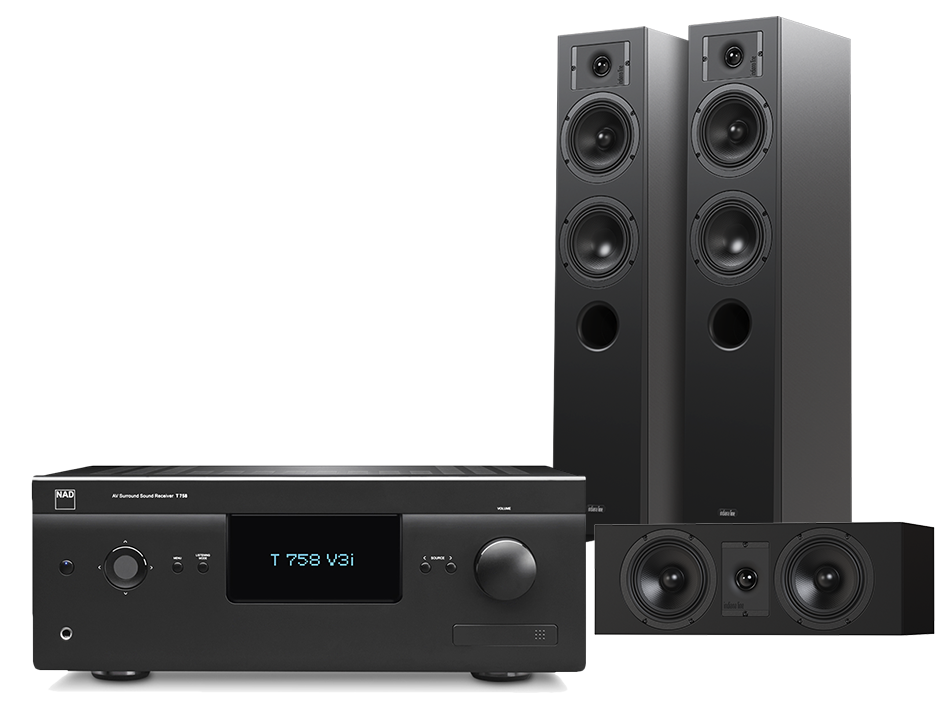 NAD T758 V3i (czarny) + Diva 5 (czarny) + Diva 7 (czarny)