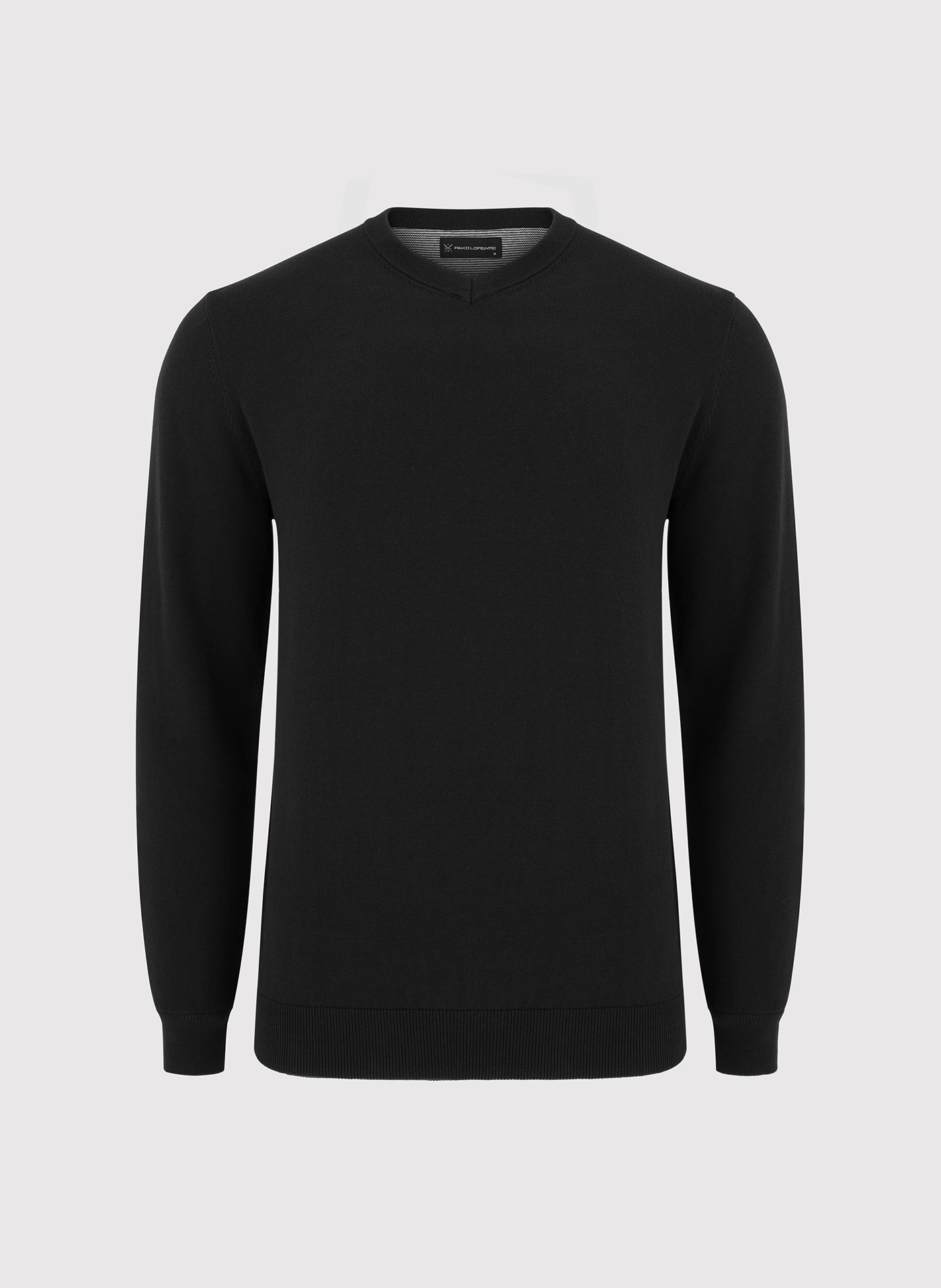 Czarny męski sweter w serek
