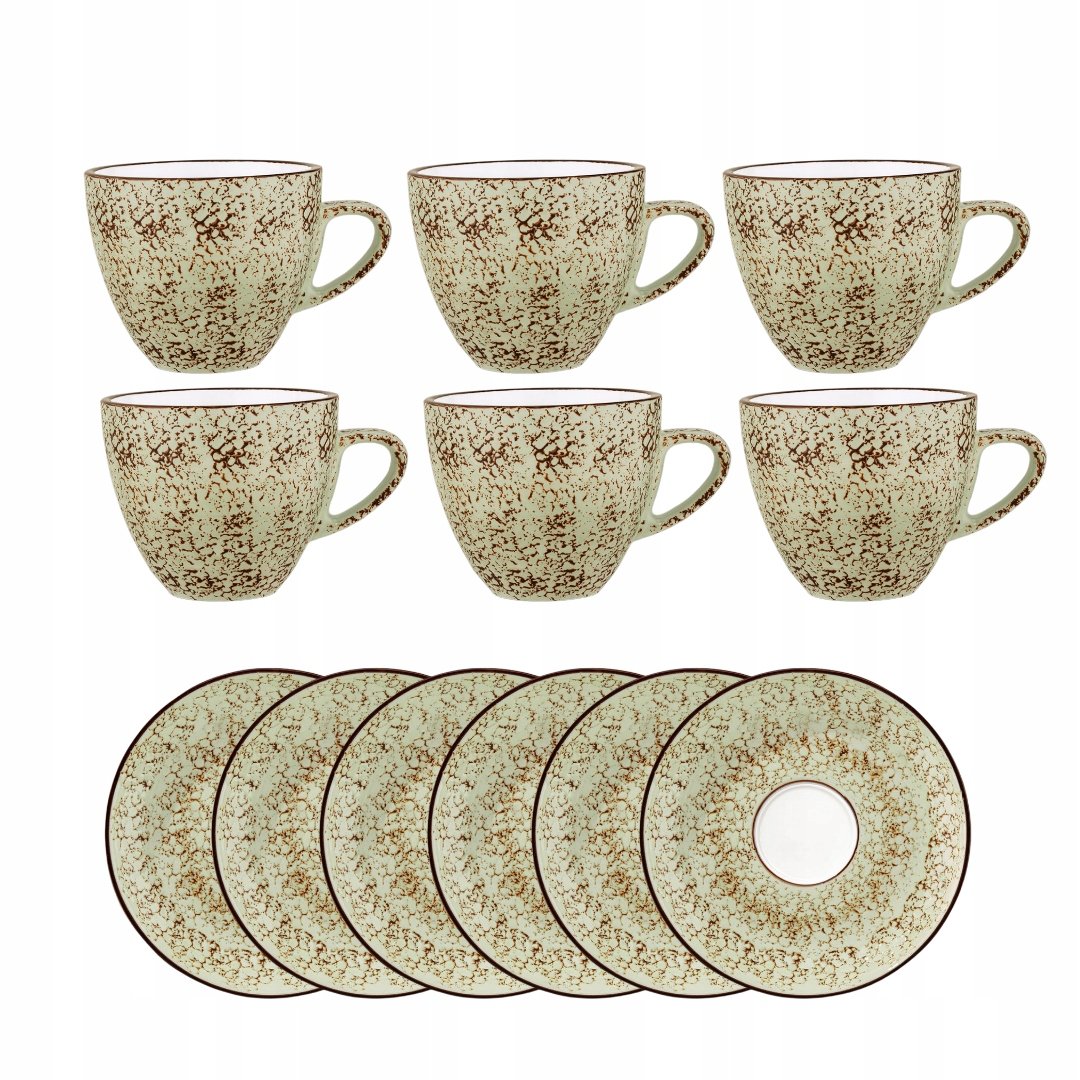 Filiżanka do herbaty kawy porcelanowa pistacjowa 300ml i spodek 15cm Wilmax