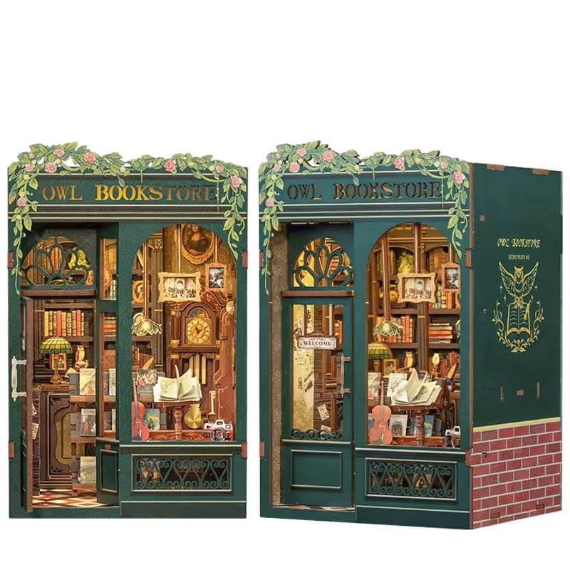 Miniaturowy domek mini Book Nook - Księgarnia pod sową - CuteBee