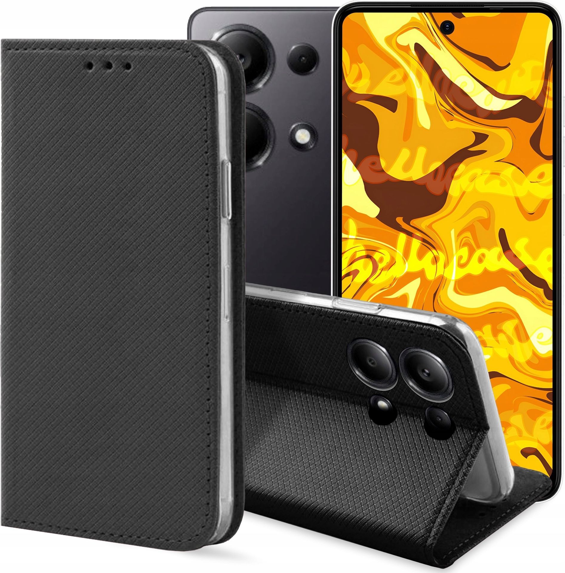 Hello Case ETUI Z KLAPKĄ DO XIAOMI REDMI NOTE 13 PRO 5G / POCO X6 5G CZARNE ZAMYKANE