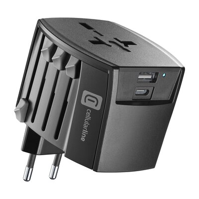 Adapter podróżny CELLULARLINE WTA Charger 20 WK 1 x USB-A 1 x USB-C (Globalny)
