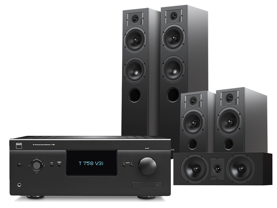 NAD T758 V3i (czarny) + Diva 5 (czarny) + Diva 3 (czarny) + Diva 7 (czarny)