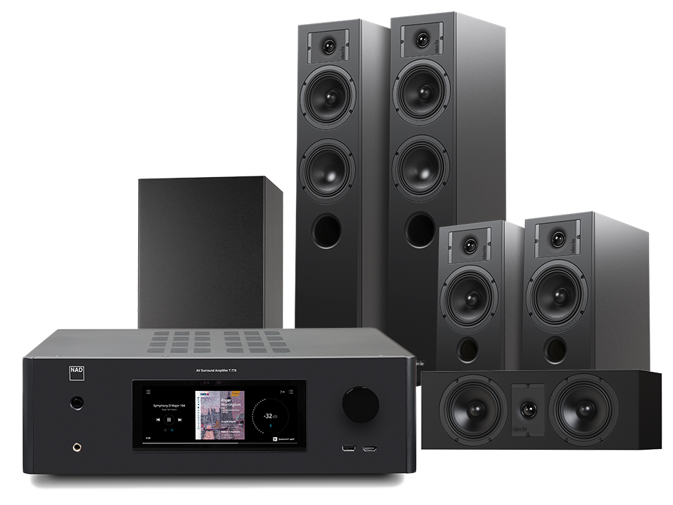 NAD T758 V3i (czarny) + Diva 5 (czarny) +Diva 3 (czarny) + Diva 7 (czarny) + Basso 880 (czarny)