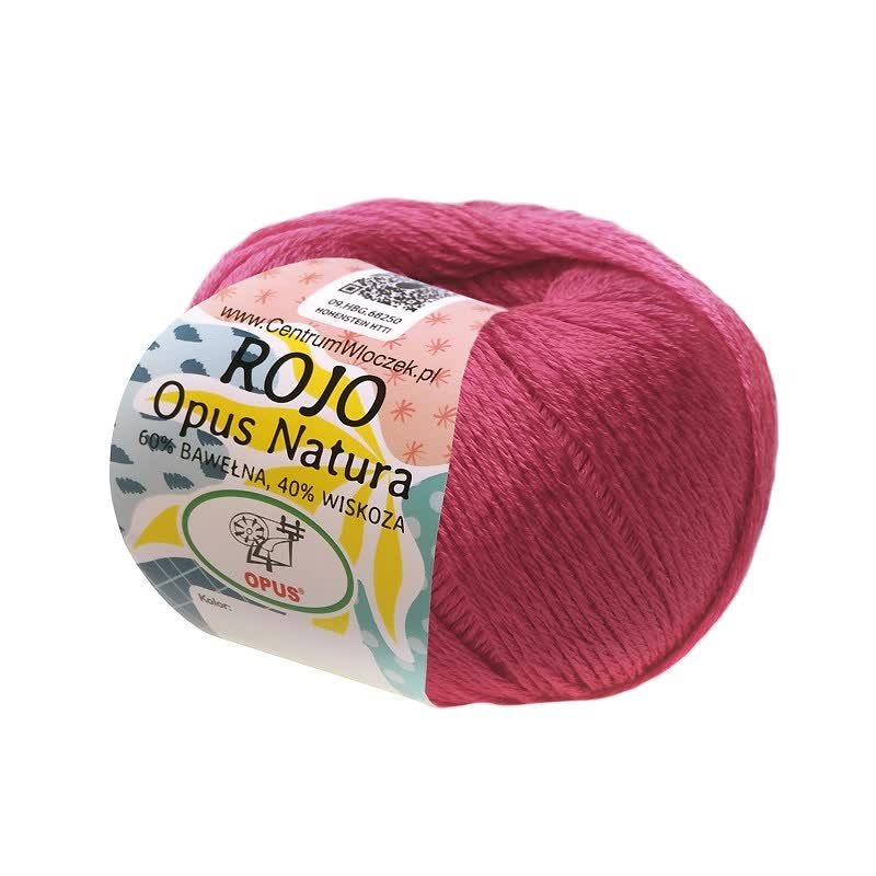 Włóczka na letnie robótki Opus Natura Rojo nr 034 róż 40% wiskoza 50g 120m