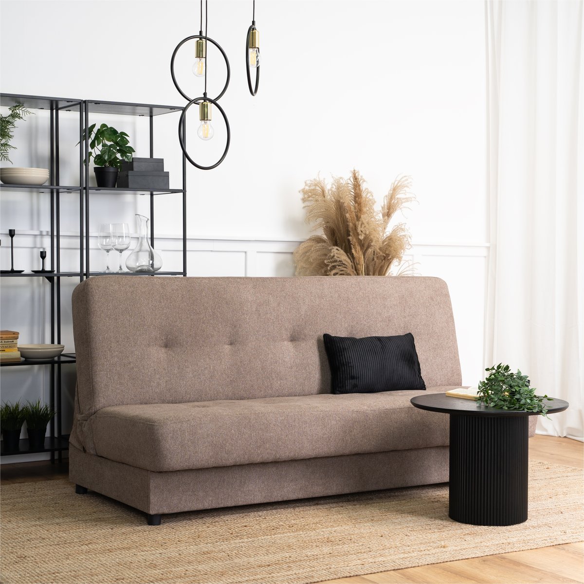 Wersalka Sofa Kanapa Rozkładana z Funkcją Spania Dwuosobowa Brązowa ARUBA