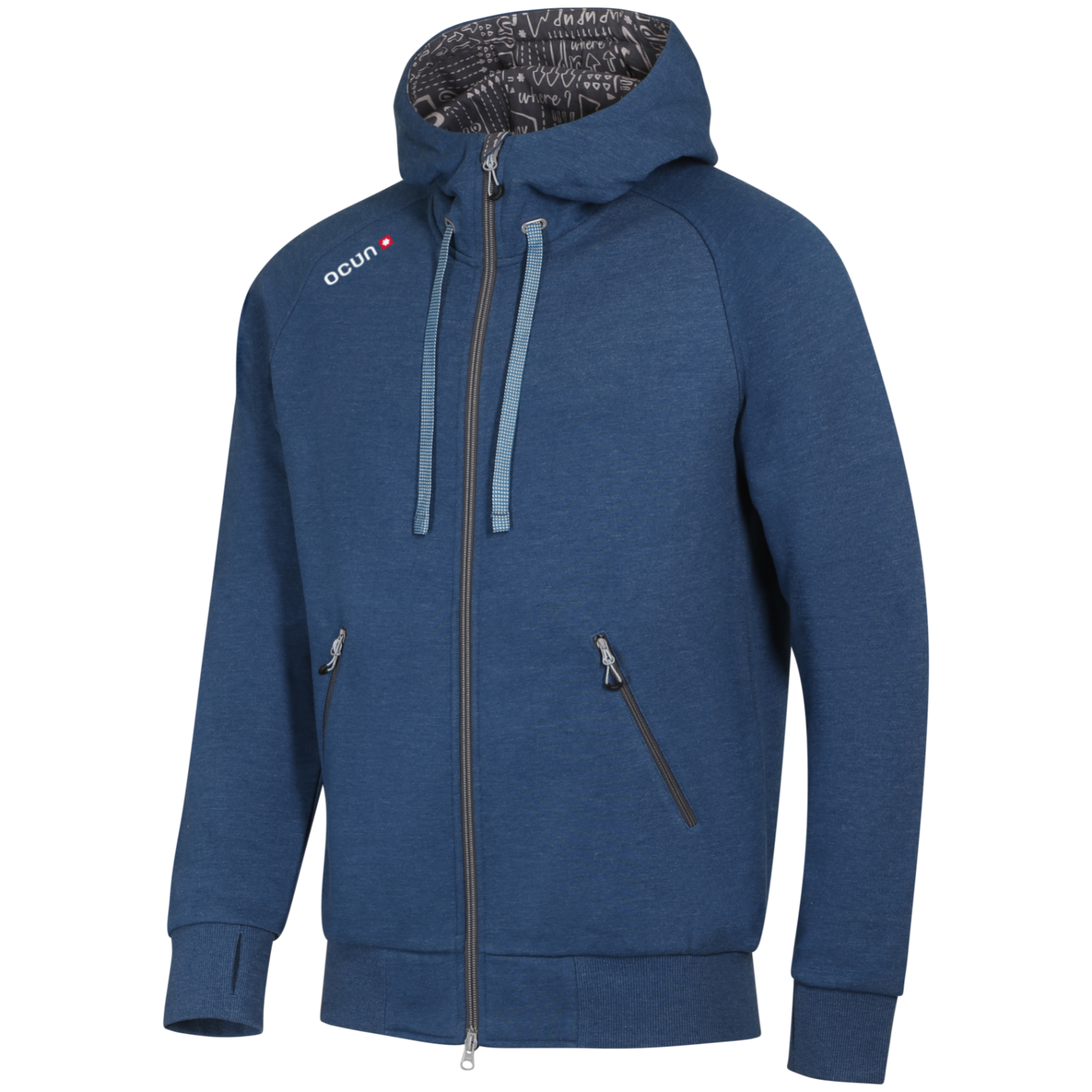 Męska bluza Ocún Hoddie Zipper Men Rozmiar: M / Kolor: niebieski