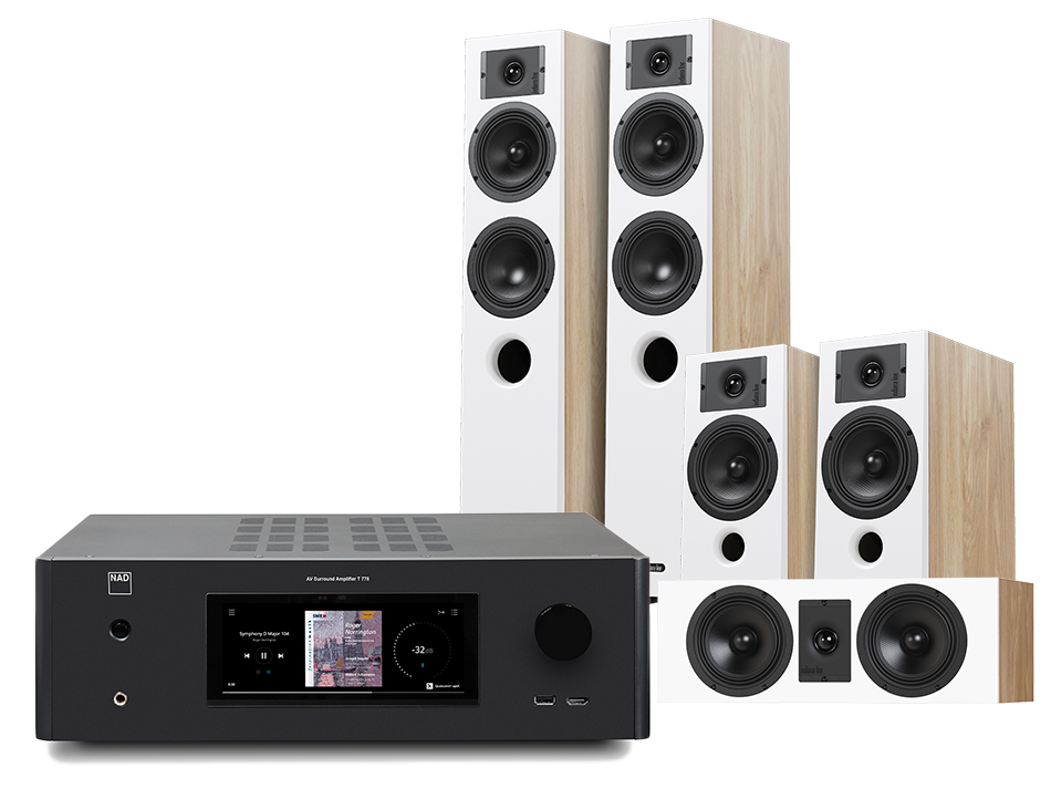 NAD T778 (czarny) + Diva 5 (dąb) + Diva 7 (dąb)