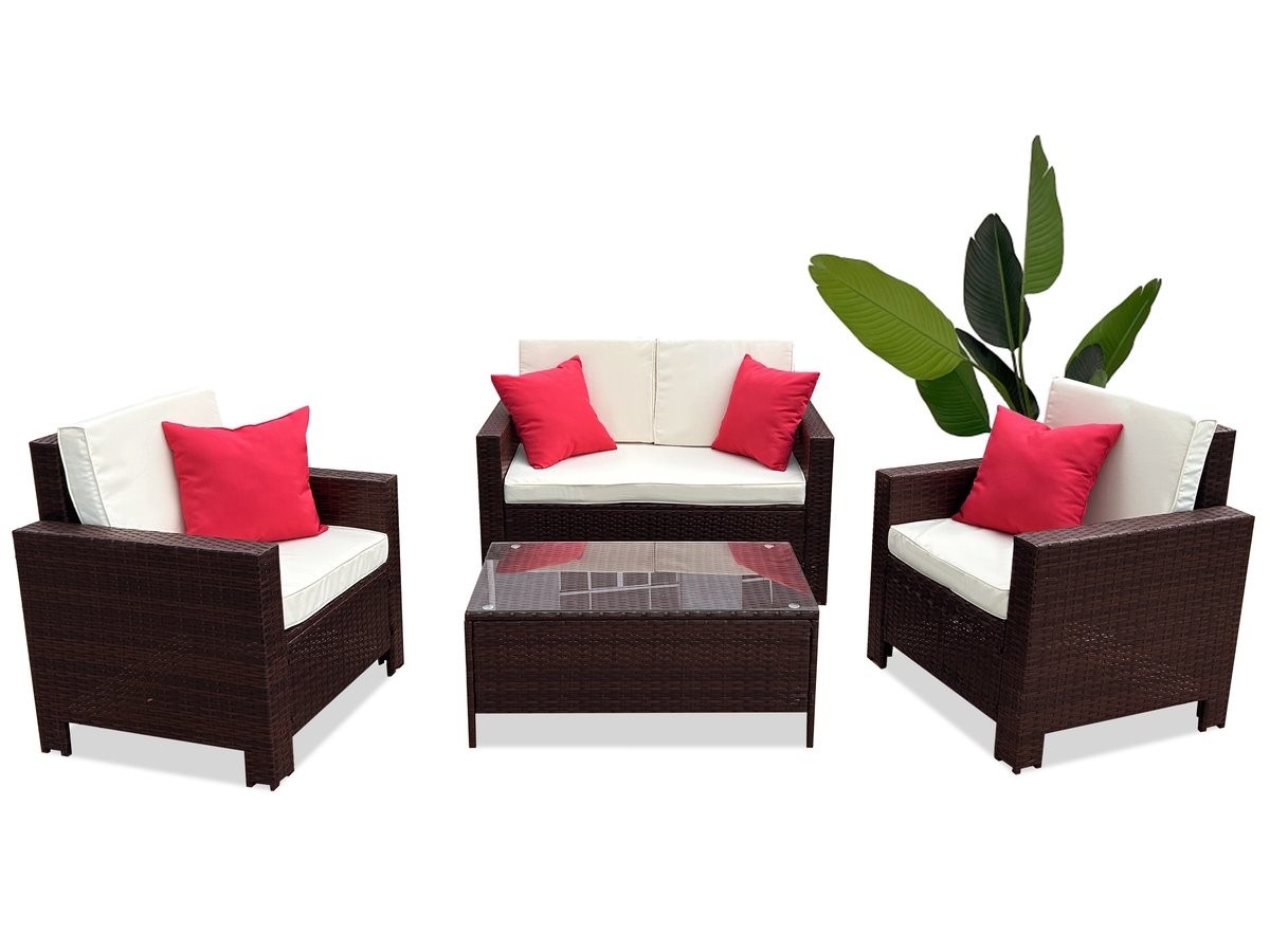 Komplet mebli ogrodowych COMFORT style plus dla 4 osób brązowy producenta Just Relax