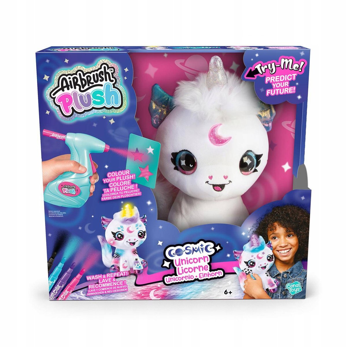 AIRBRUSH PLUSH JEDNOROŻEC ŚWIECI RÓG POKOLORUJ PLUSZAKA PLUSZ MASKOTKA