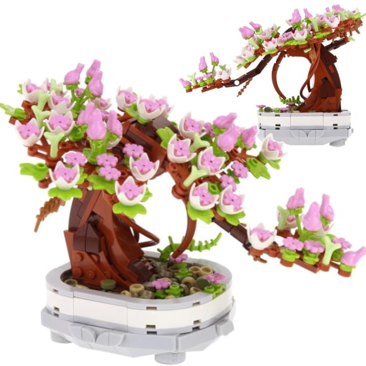 Klocki konstrukcyjne kwiaty drzewko bonsai kwitnące drzewo brzoskwiniowe 462el
