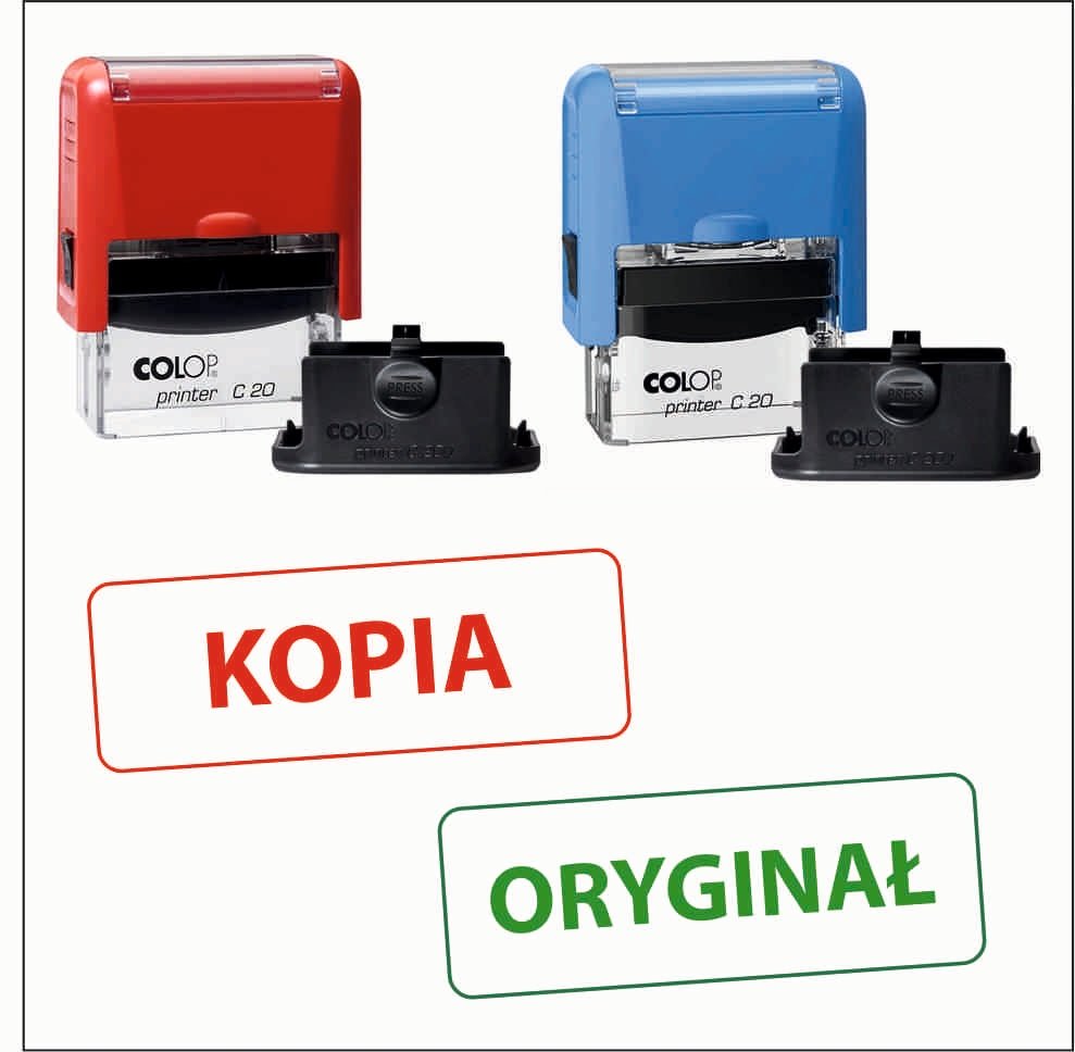ZESTAW PIECZĄTEK: KOPIA + ORYGINAŁ, Colop 20, 14x38mm, automat, nowe, 2szt
