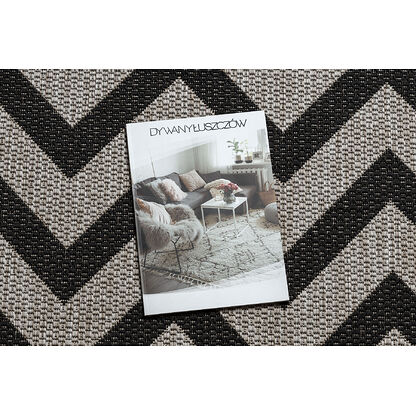 DYWAN SZNURKOWY SIZAL FLOORLUX 20340 silver / black ZYGZAK Szary, 160x230