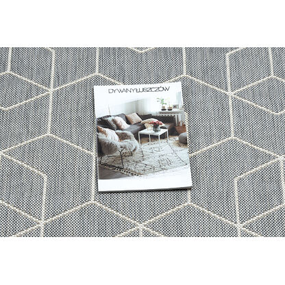 Dywan SZNURKOWY SIZAL FLAT 48655/637 KOSTKI 3D Szary, 80x150