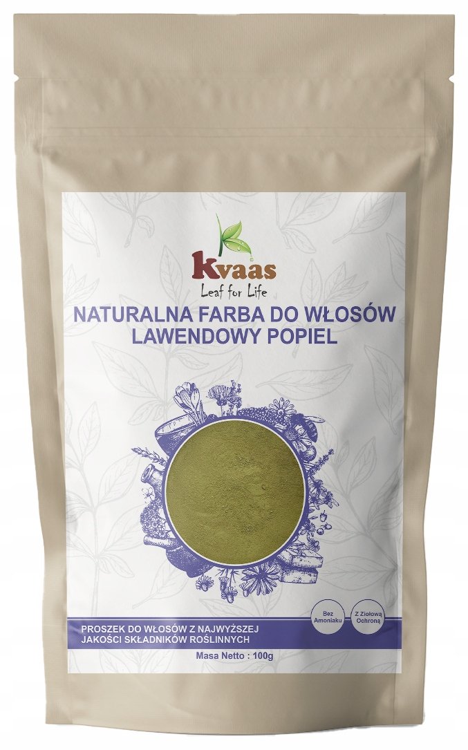Kvaas, Naturalna Ziołowa Farba Henna Do Włosów Lawendowy Popiel, 100g