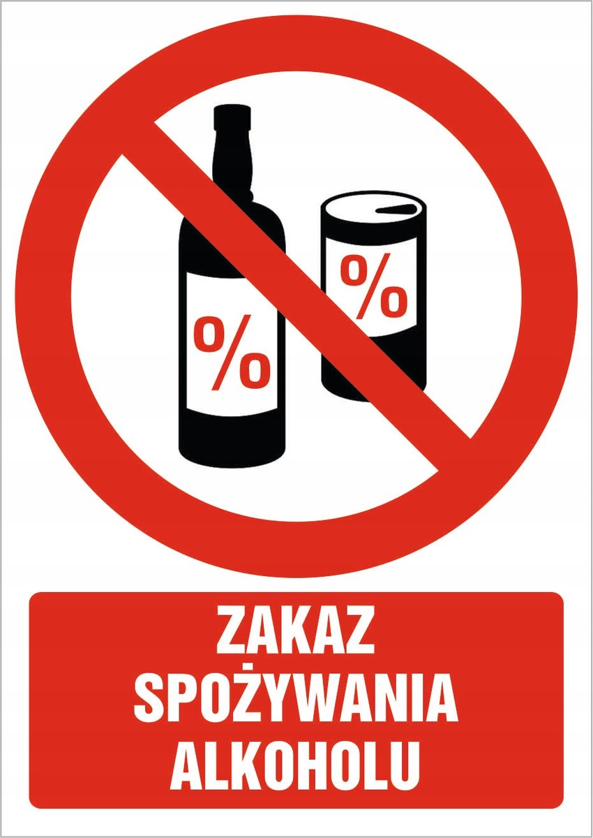 Naklejka Zakaz spożywania alkoholu 21x30cm
