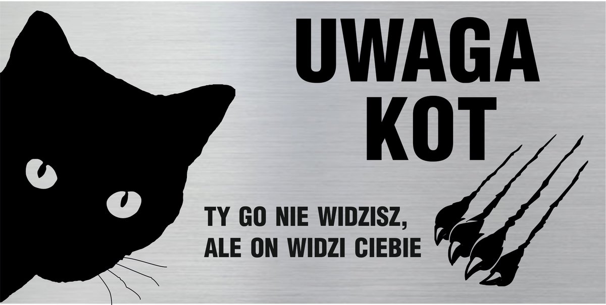 Tabliczka informacyjna, tabliczka na drzwi, UWAGA KOT 10x20cm