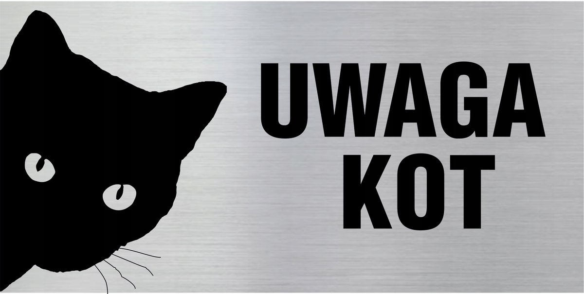 Tabliczka informacyjna, tabliczka na drzwi, UWAGA KOT 10x20cm