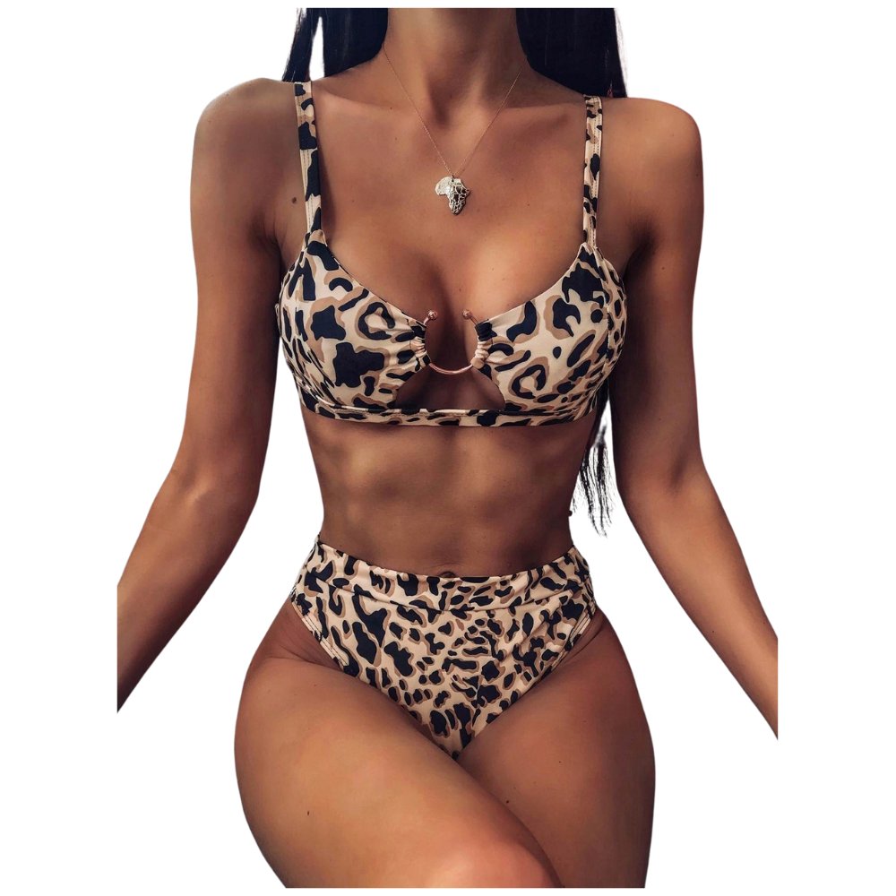 STRÓJ KĄPIELOWY BIKINI WYSOKI STAN LAMPART PANTERA KOSTIUM DWUCZĘŚCIOWY HIT S