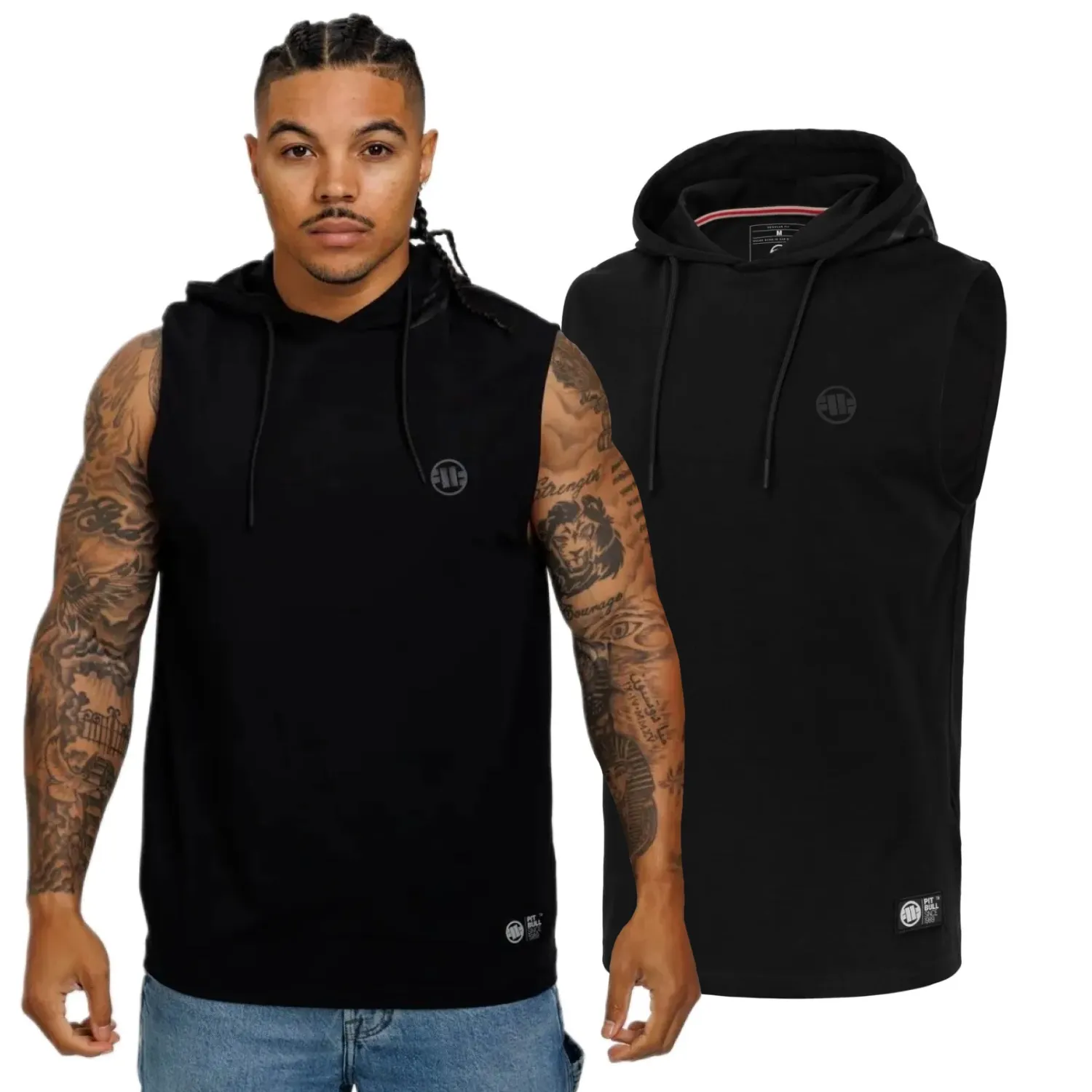 Tank top z kapturem PITBULL Heavy Weight 210 Spandex Hilltop '25 - Czarny