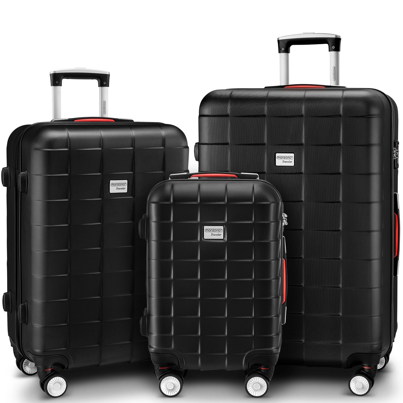 Zestaw walizek Exopack 3-częściowy, czarne akcesoria ABS