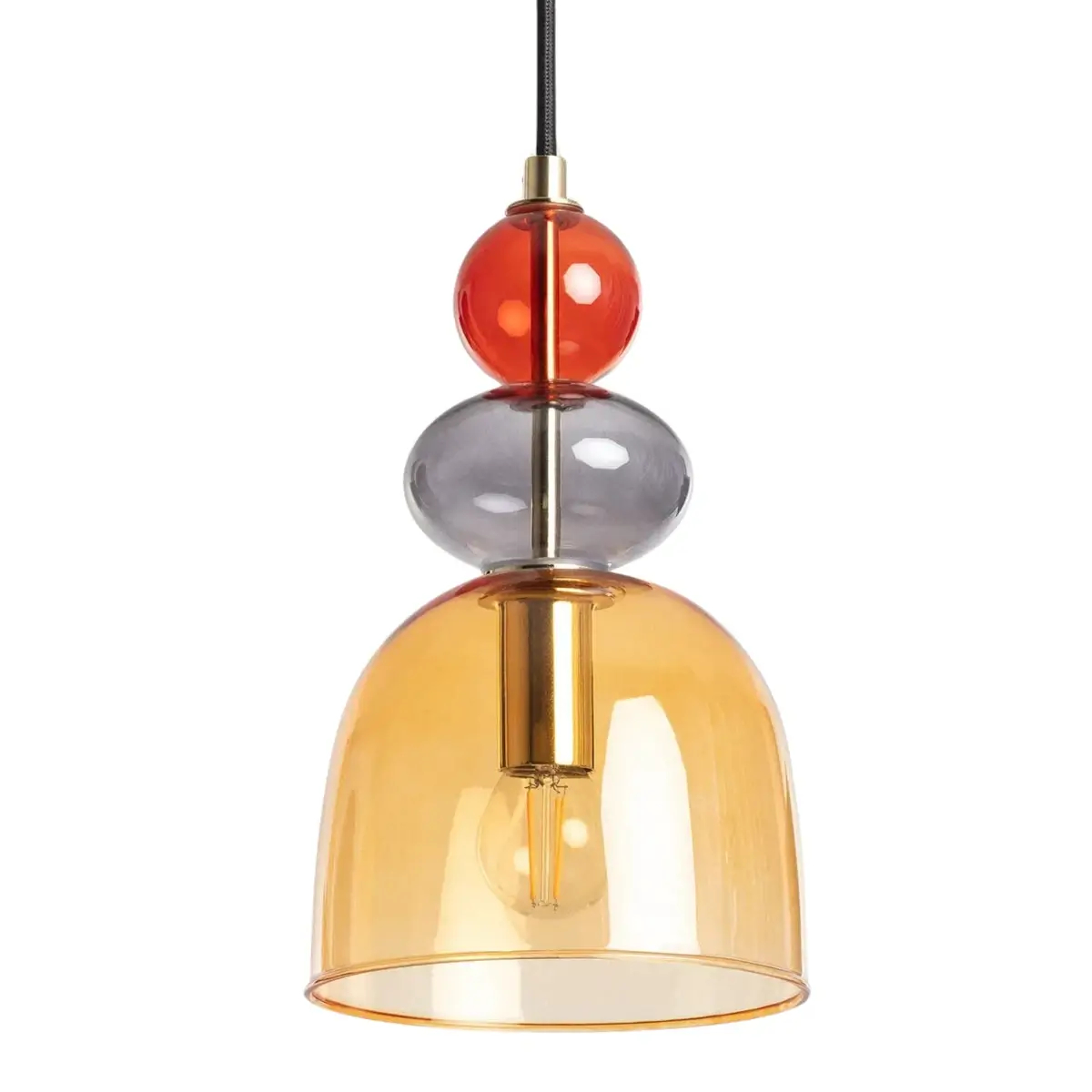 Zwieszana lampa Koloreno ABR-KOLO2-A Abruzzo bursztynowy czerwony dymiony