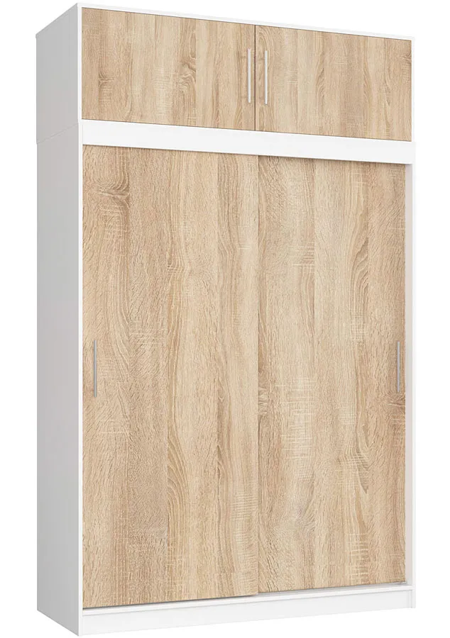 Szafa przesuwna z nadstawką biały + dąb sonoma A5-T04