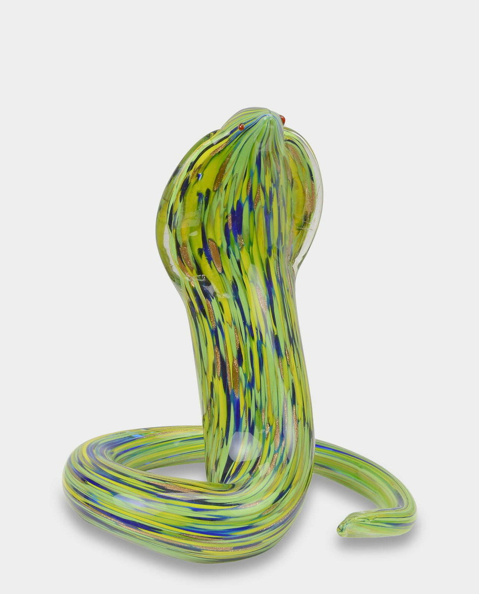 Zielona Kobra Szklana w Stylu Murano Figura 43 cm
